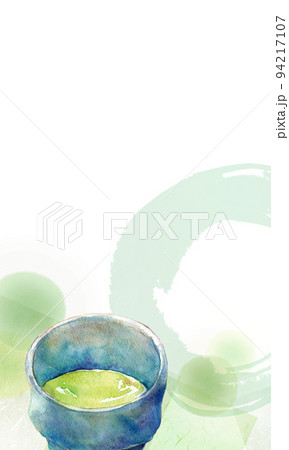 紅葉と抹茶　背景素材　水彩 94217107