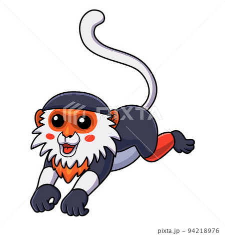 Cute red shanked douc monkey cartoon jumping Cute red shanked douc monkey cartoon jumping 94218976