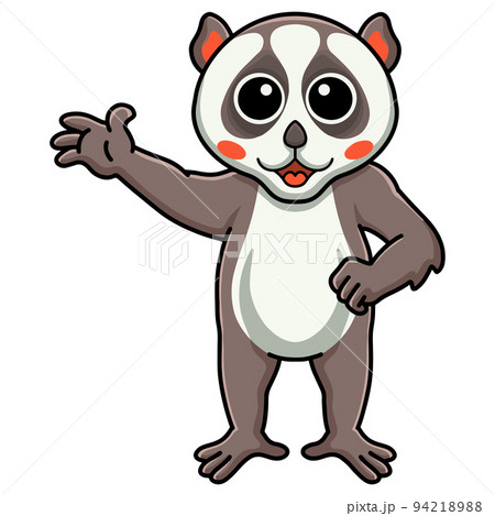 Cute little loris cartoon waving hand	 94218988