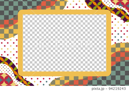 流行日式花紋秋色框芥末色格子花紋圓點 流行日式花紋秋色框芥末色格子花紋圓點 94219243