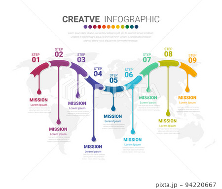 Infographic design template with 9 options, Can be used for process diagram 94220667