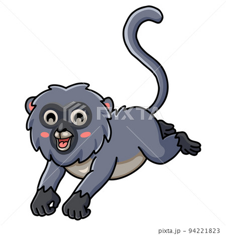 Cute dusky leaf monkey cartoon jumping Cute dusky leaf monkey cartoon jumping 94221823