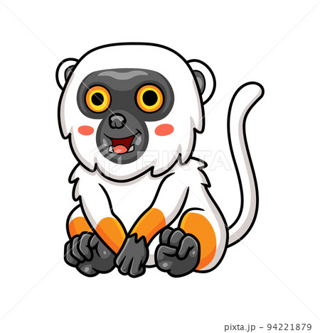 Cute sifaka lemur monkey cartoon sitting Cute sifaka lemur monkey cartoon sitting 94221879