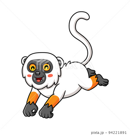 Cute sifaka lemur monkey cartoon jumping Cute sifaka lemur monkey cartoon jumping 94221891