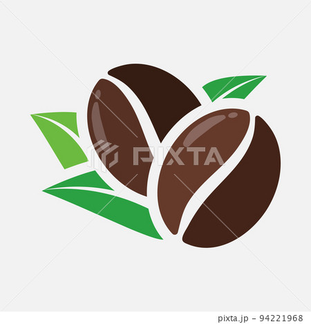 Coffee beans symbol with leaves for icon design. 94221968