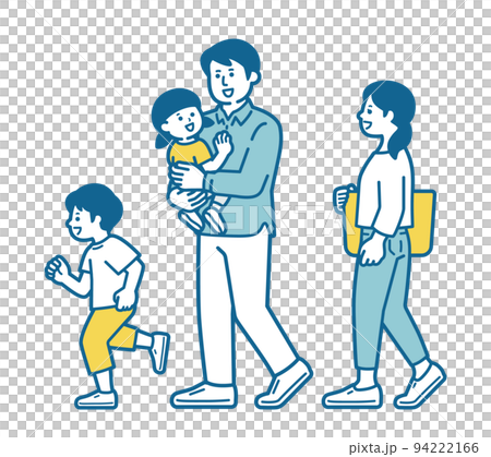 父母和孩子們快樂地走著 父母和孩子們快樂地走著 94222166