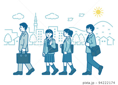 通勤、通学中の人物イラスト 通勤、通学中の人物イラスト 94222174