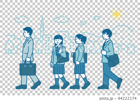 通勤、通学中の人物イラスト 通勤、通学中の人物イラスト 94222174