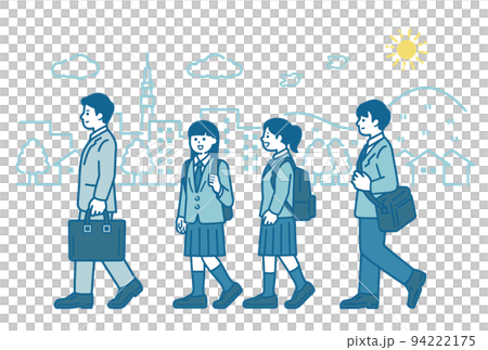Illustration of a person commuting to work or school 94222175