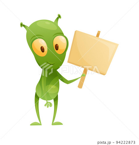 Funny Green Alien Character with Big Eyes and... - Stock Illustration  [94222873] - PIXTA