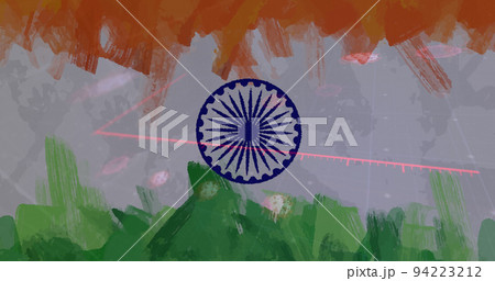 Composition of covid 19 cells and statistics over indian flag 94223212