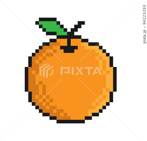 Pixel icon, orange fruit. Exotic fruit. Harvesting of Citrus. Simple retro game vector isolated on white background 94223293