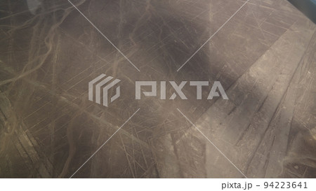 Aerial airplane panoramic view to Nazca geoglyph lines , Ica, Peru 94223641