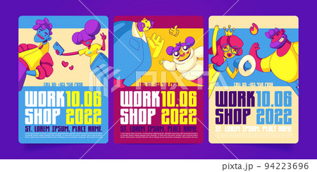 Workshop posters with people in contemporary style 94223696