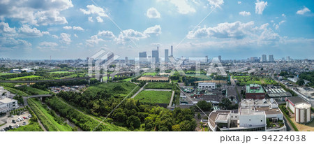 空撮「埼玉県」さいたま新都心と見沼田んぼ 94224038