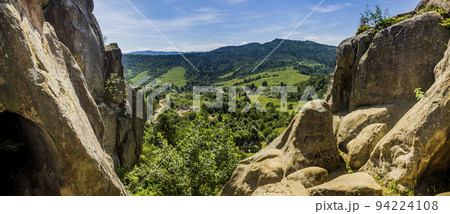 a rocks in Tustan fortress place, Skole Beskids National Nature Park, Lviv region, Ukraine 94224108