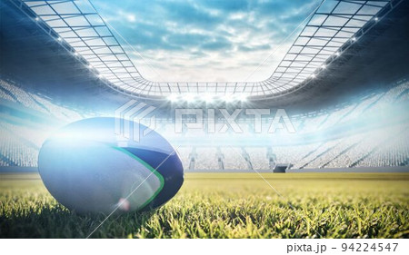 Rugby ball in stadium 94224547