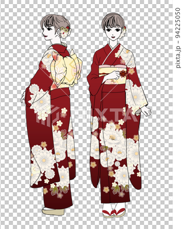 Illustration 2 directions of a woman wearing a - Stock