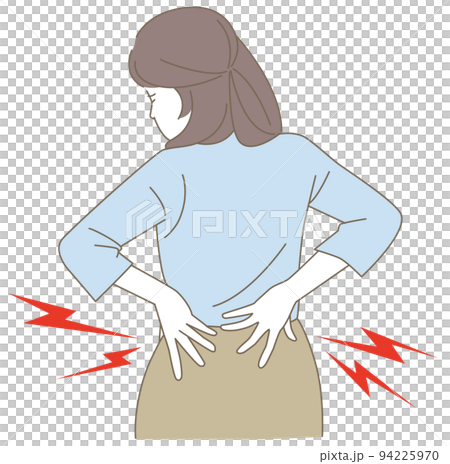 背痛女性的簡單線條畫插圖 背痛女性的簡單線條畫插圖 94225970