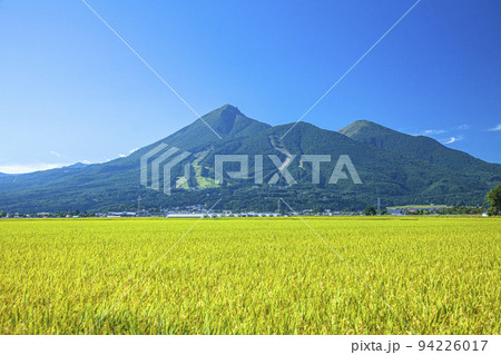 田園と磐梯山 94226017