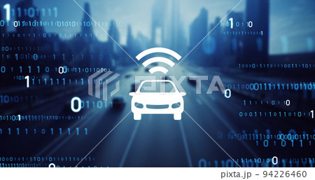 自動車と無線通信アイコン 94226460