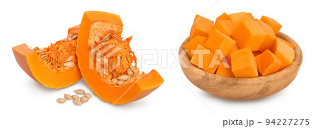 butternut squash piece isolated on white background with full depth of field 94227275