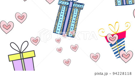 Image of heart icons over christmas presents 94228118