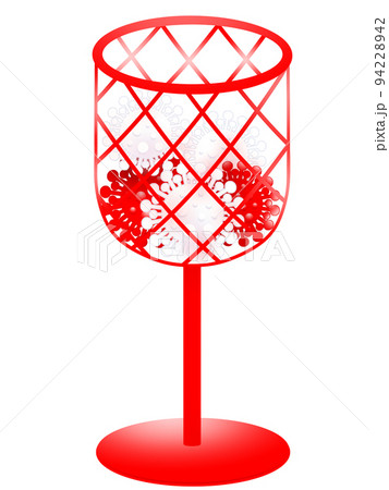 玉入れの球が新型コロナウィルス（赤カゴ）　 94228942