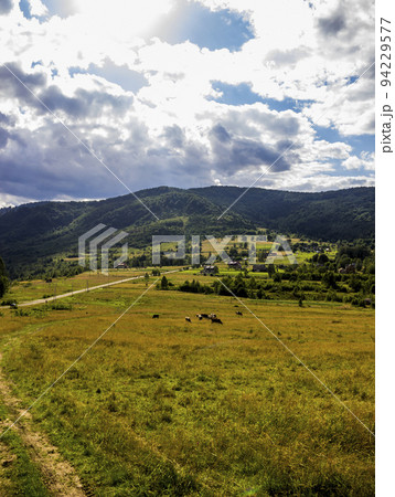 Carpathian rural landscape, Skole Beskids National Nature Park, Ukraine Carpathian rural landscape, Skole Beskids National Nature Park, Ukraine 94229577