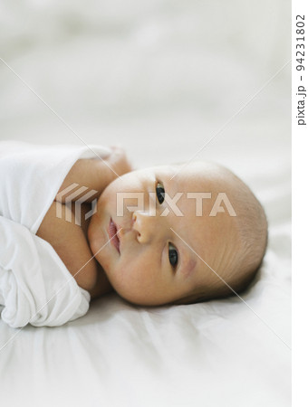 Portrait of swaddled newborn boy (0-1 months) 94231802