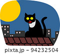 black cat on the night roof under the full moon vector illustration 94232504