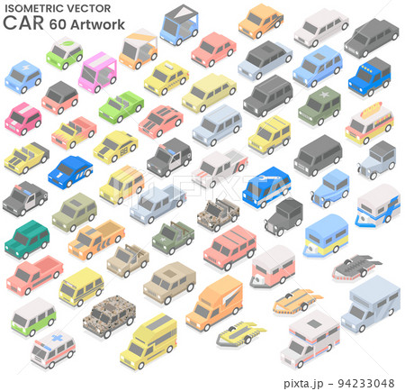 Isometric vector flat style of cars various model total 60 artworks 94233048