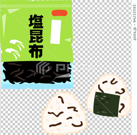 塩昆布おにぎりと袋入りの塩昆布 塩昆布おにぎりと袋入りの塩昆布 94233593