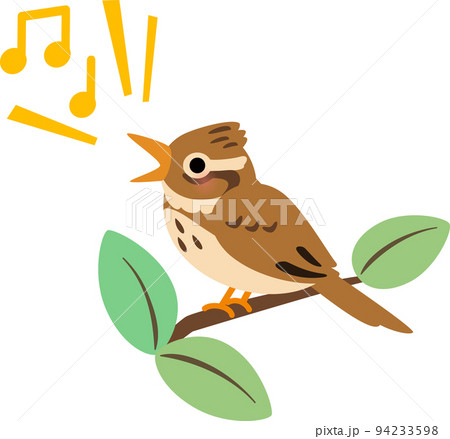 枝にとまってさえずるヒバリ 94233598