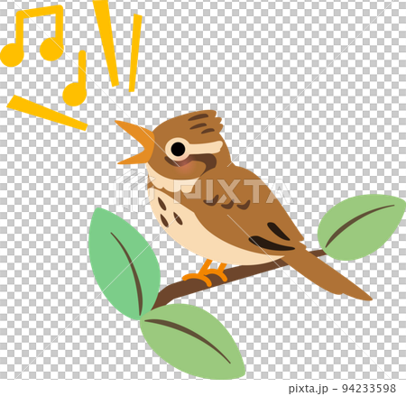 一隻雲雀在樹枝上唱歌 94233598