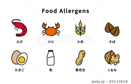 食物アレルゲン表示のアイコンセット 94233629