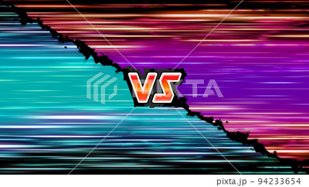 VS画面の背景　対角線10　水色vs紫　黒ライン　VS文字赤 94233654