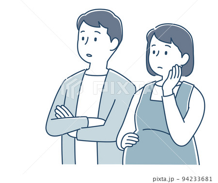 考える妊婦と夫の夫婦 94233681