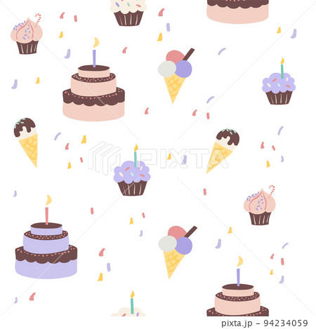 birthday cake party design. Icecream, sweet seamless pattern birthday cake party design. Icecream, sweet seamless pattern 94234059
