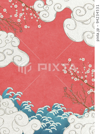 新年・正月に使えそうな華やかな和風イラスト【XLでA3 350dpi】 新年・正月に使えそうな華やかな和風イラスト【XLでA3 350dpi】 94234531