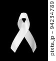 White or light pearl awareness ribbon for Lung cancer, Bone cancer, Multiple Sclerosis, Severe Combined Immune Deficiency Disease (SCID) and Newborn Screening, bow isolated with clipping path 94234789