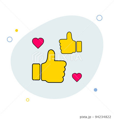 Thumb up and heart icon. Vector like and love icon. Ready like and love flat icon Thumb up and heart icon. Vector like and love icon. Ready like and love flat icon 94234822