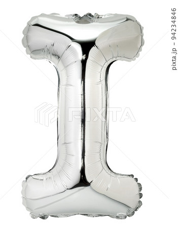 Letter I in silver mylar balloon isolated on white 94234846