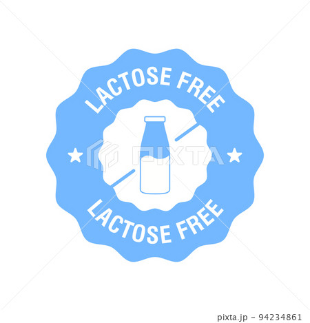 Lactose free logo icon. Vector contains no lactose label for healthy dairy food product package. Vector Lactose free logo icon. Vector contains no lactose label for healthy dairy food product package. Vector 94234861