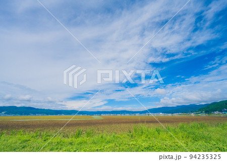 諏訪湖 広角撮影 快晴風景素材 諏訪湖 広角撮影 快晴風景素材 94235325