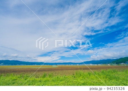 諏訪湖 広角撮影 快晴風景素材 諏訪湖 広角撮影 快晴風景素材 94235326