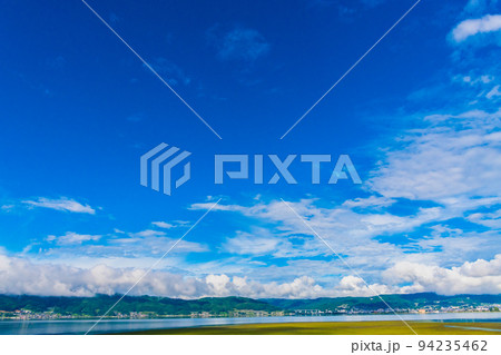 諏訪湖 広角撮影 快晴風景素材 諏訪湖 広角撮影 快晴風景素材 94235462