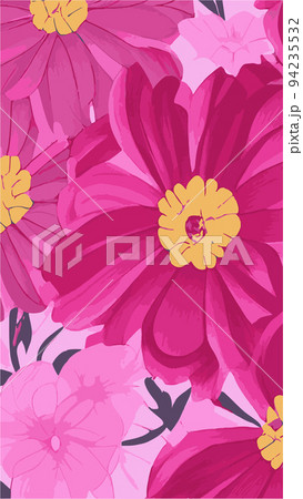 pink blooming flowers pattern seamless pattern. Great for textile, wrapping, surface, fabric, wallpaper. vertical format , Bouquet of flowers from the garden . Floral bright background pink blooming flowers pattern seamless pattern. Great for textile, wrapping, surface, fabric, wallpaper. vertical format , Bouquet of flowers from the garden . Floral bright background 94235532