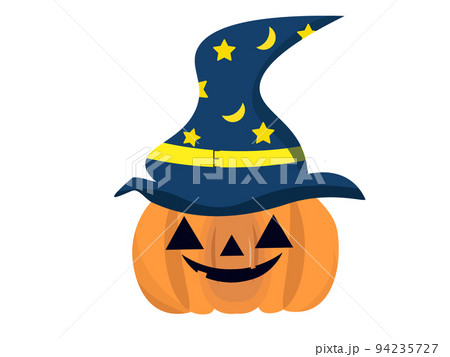 魔女の帽子を被ったハロウィンのかぼちゃ。ハロウィーン イラスト 94235727