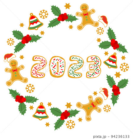 Vector Merry Christmas New Year 2023 Gingerbread 94236133